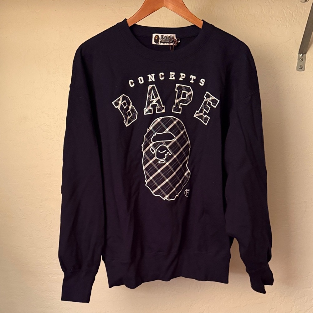 Bape Men's Navy Crewneck Sweater